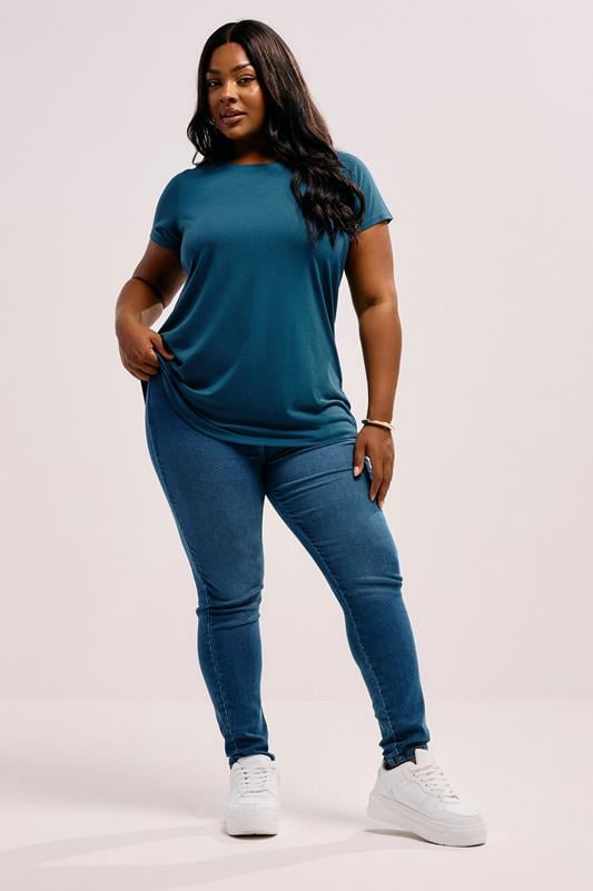 Evans YOURS Curve 3 PACK Brown & Blue Core T-Shirts