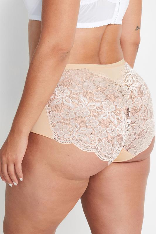 Evans YOURS Curve 3 PACK Nude Lace Trim Briefs