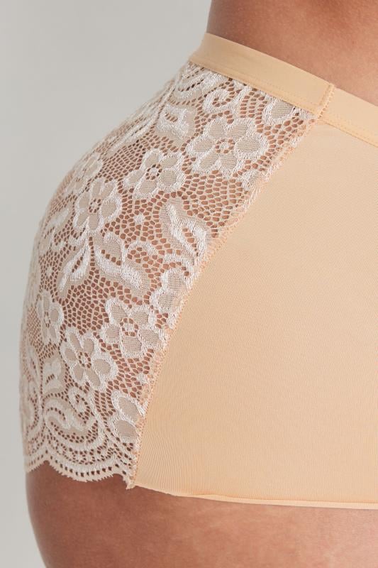 Evans YOURS Curve 3 PACK Nude Lace Trim Briefs