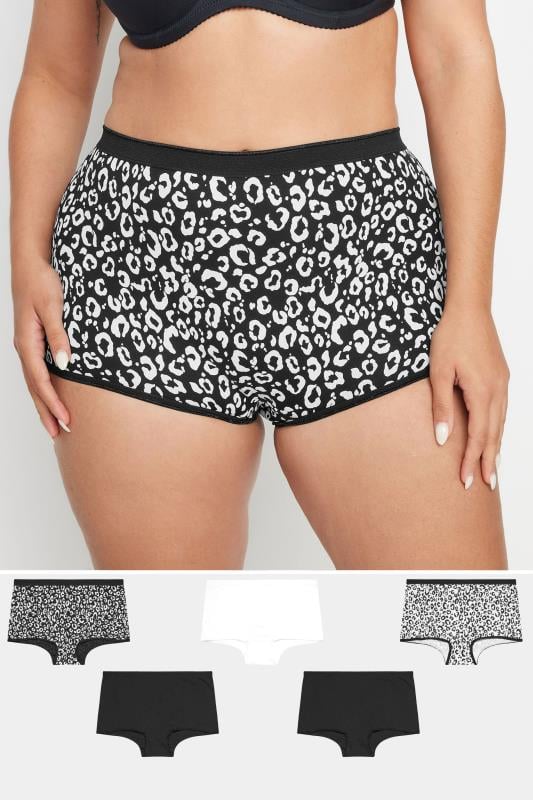 evans YOURS Curve 5 PACK Black Animal Print Shorts