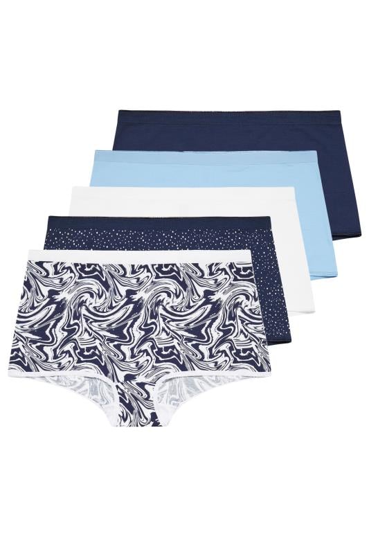 Evans YOURS Curve 5 PACK Blue Marble Print Shorts
