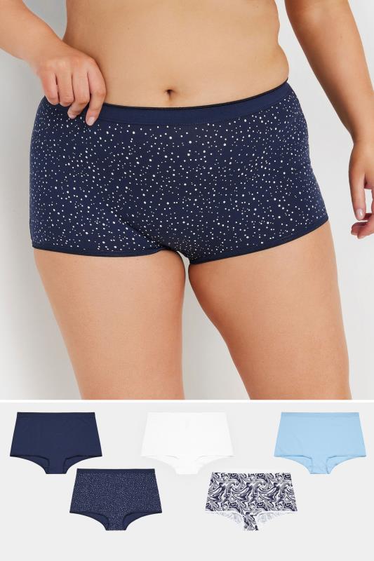evans YOURS Curve 5 PACK Blue Marble Print Shorts