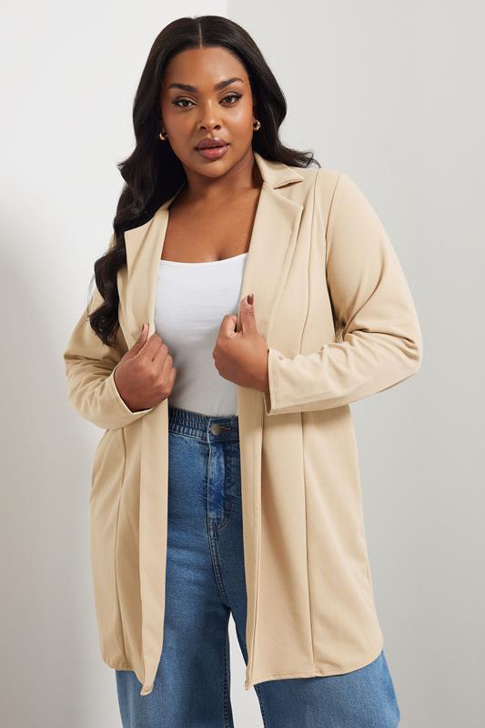 Evans YOURS Curve Beige Brown Longline Blazer
