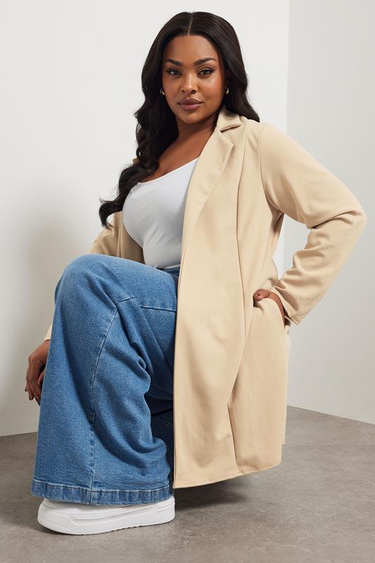 evans YOURS Curve Beige Brown Longline Blazer