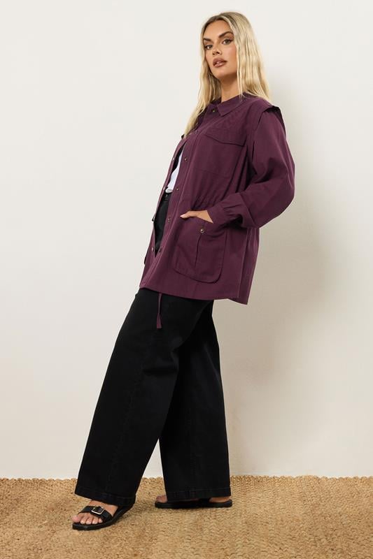 Evans YOURS Curve Berry Red Carpenter Jacket