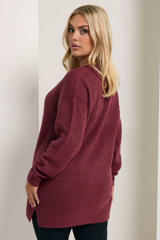 Evans YOURS Curve Berry Red Drop Shoulder Jumper