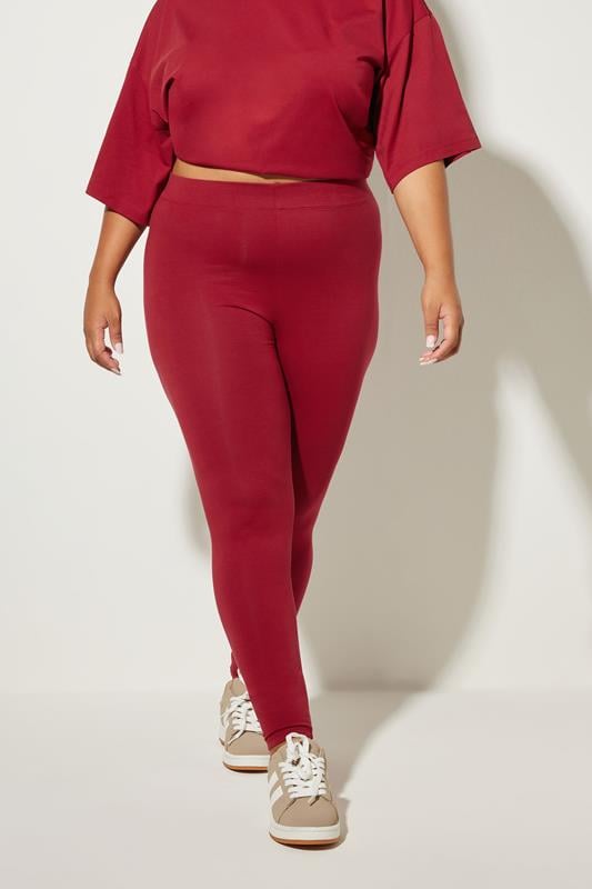 Evans YOURS Curve Berry Red Leggings