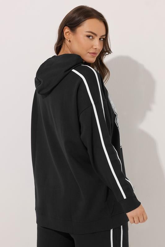 Evans YOURS Curve Black '89' Side Stripe Hoodie