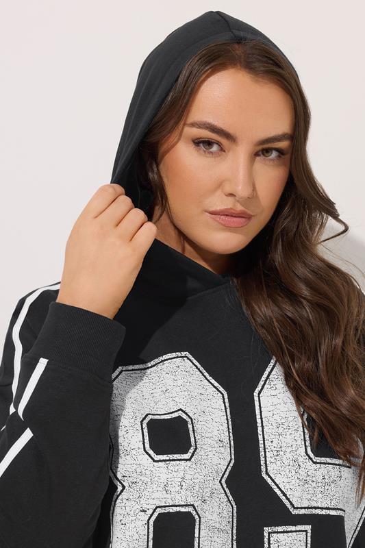 Evans YOURS Curve Black '89' Side Stripe Hoodie