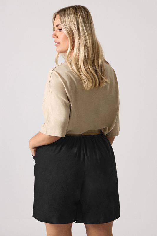 Evans YOURS Curve Black Belted Linen Shorts
