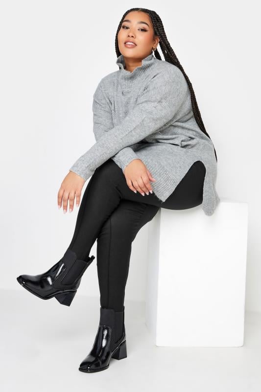 Evans YOURS Curve Black Bengaline Stirrup Leggings