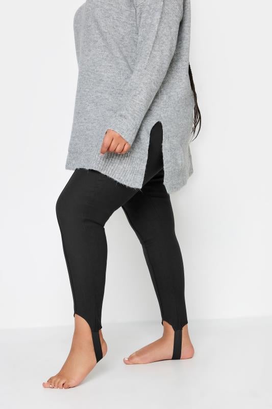evans YOURS Curve Black Bengaline Stirrup Leggings