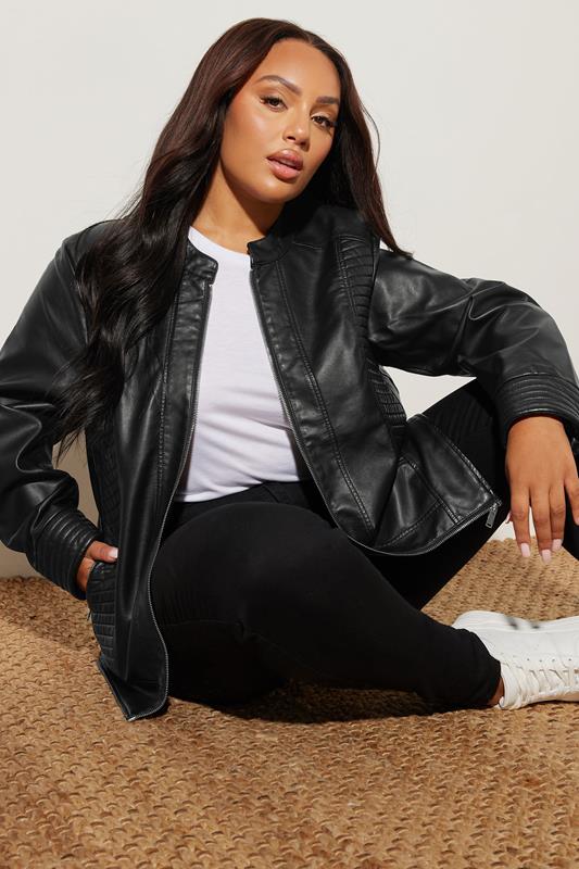 Evans YOURS Curve Black Biker Faux Leather Jacket