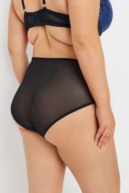Evans YOURS Curve Black & Blue Lace Detail Briefs