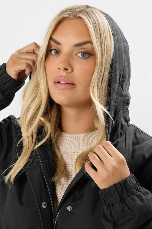 Evans YOURS Curve Black Borg Lined Parka Coat