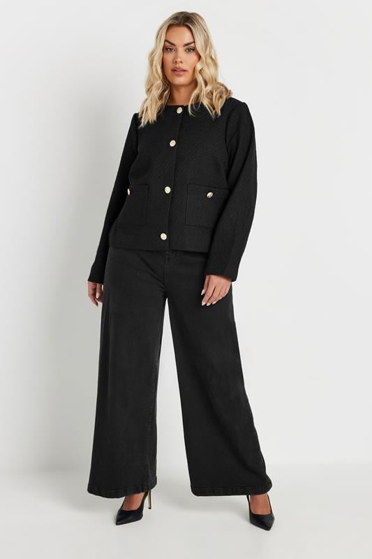 Evans YOURS Curve Black Boucle Jacket