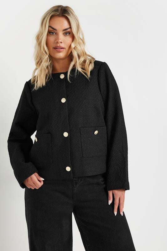 evans YOURS Curve Black Boucle Jacket