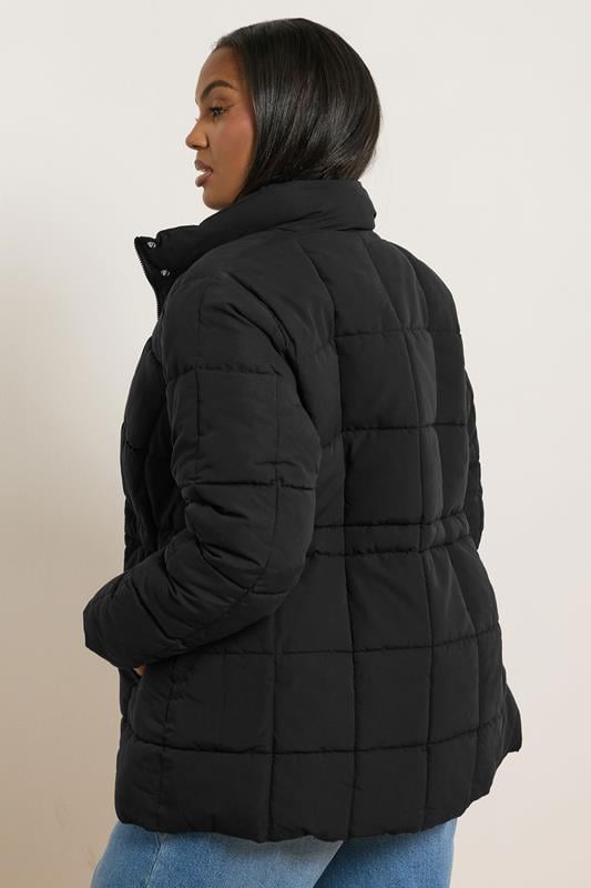 Evans YOURS Curve Black Boxy Quilted Coat