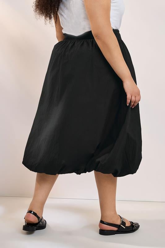 Evans YOURS Curve Black Bubble Hem Midaxi Skirt