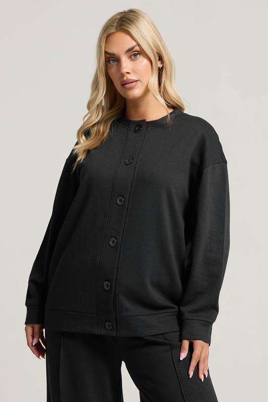 evans YOURS Curve Black Button Cardigan