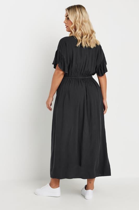 Evans YOURS Curve Black Button Chambray Maxi Dress