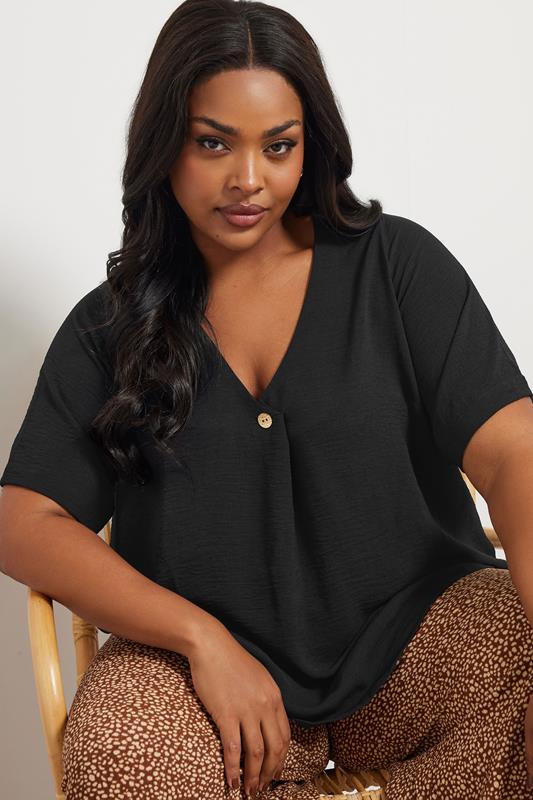 Evans YOURS Curve Black Button Detail Blouse