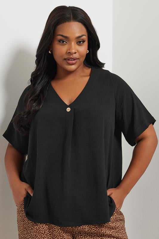 Evans YOURS Curve Black Button Detail Blouse