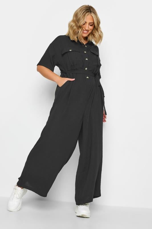 Evans YOURS Curve Black Button Front Jumpsuit