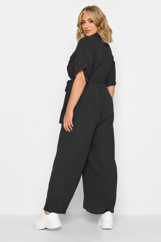 Evans YOURS Curve Black Button Front Jumpsuit
