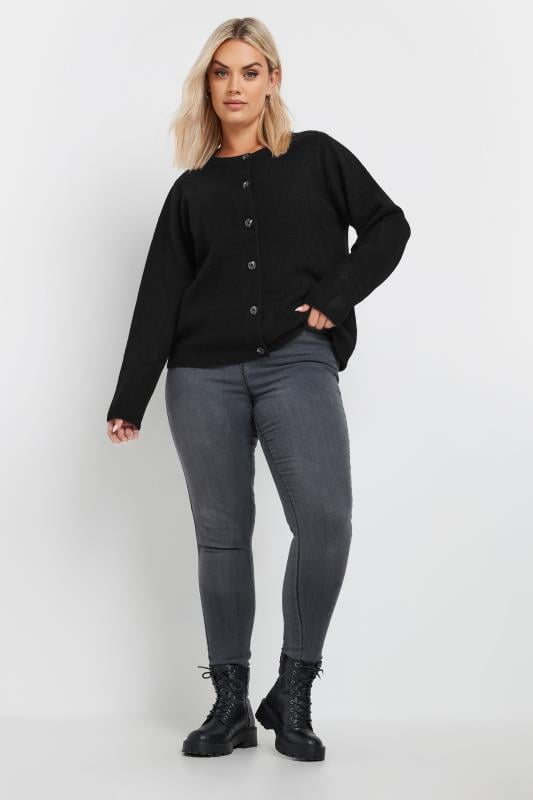 Evans YOURS Curve Black Button Through Cardigan