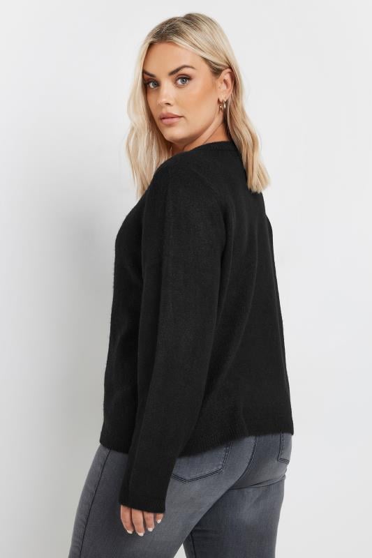 Evans YOURS Curve Black Button Through Cardigan