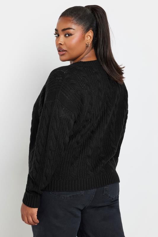 Evans YOURS Curve Black Cable Knit Cardigan