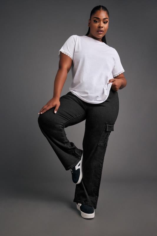 Evans YOURS Curve Black Cargo Jeans