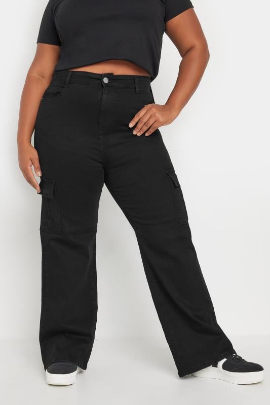 evans YOURS Curve Black Cargo Jeans