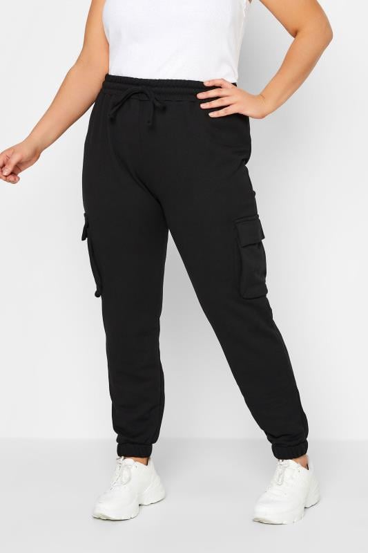 evans YOURS Curve Black Cargo Joggers