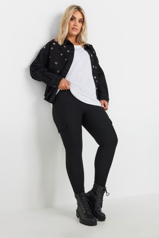 Evans YOURS Curve Black Cargo Leggings