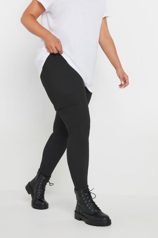 evans YOURS Curve Black Cargo Leggings