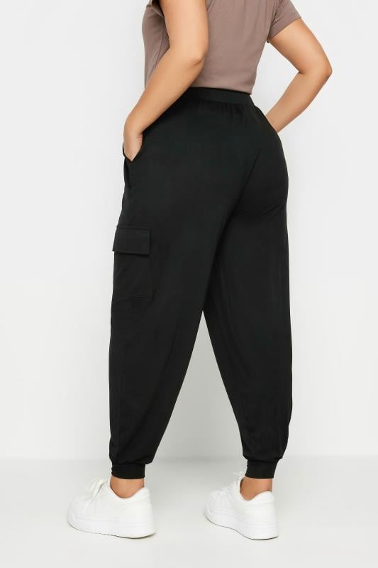 Evans YOURS Curve Black Cargo Pocket Harem Joggers