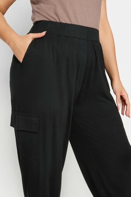 Evans YOURS Curve Black Cargo Pocket Harem Joggers