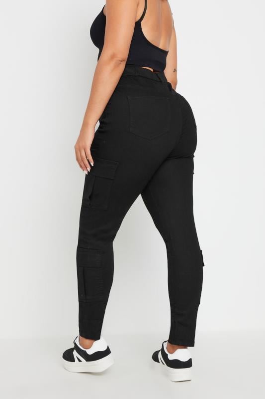 Evans YOURS Curve Black Cargo Pocket Jeggings