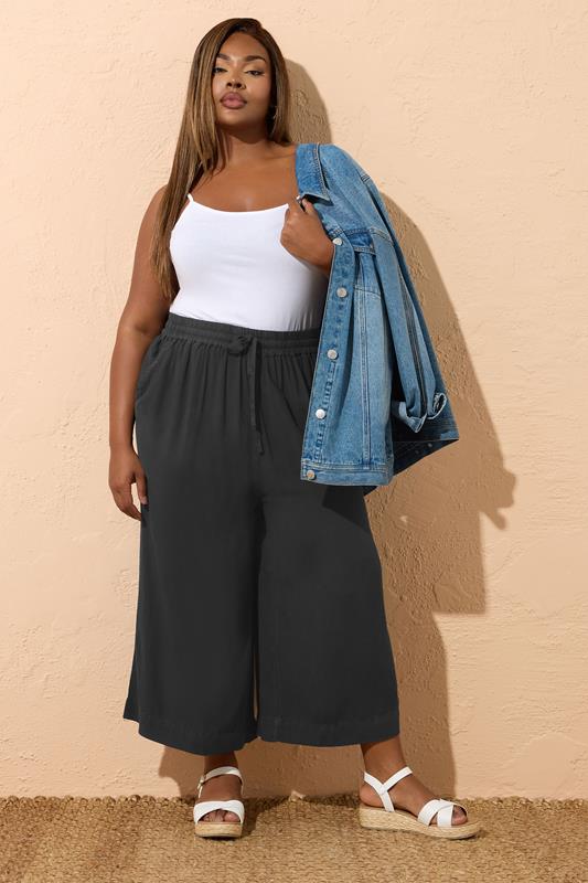 Evans YOURS Curve Black Chambray Culottes