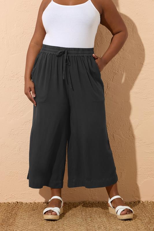 evans YOURS Curve Black Chambray Culottes