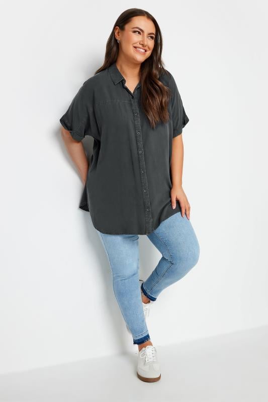 Evans YOURS Curve Black Chambray Shirt