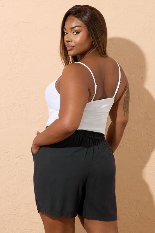 Evans YOURS Curve Black Chambray Shorts