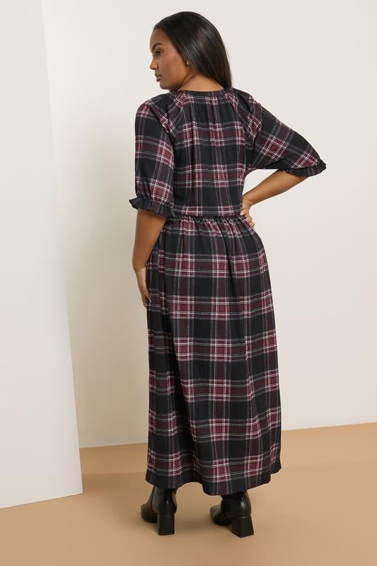 Evans YOURS Curve Black Check Notch Neck Dress
