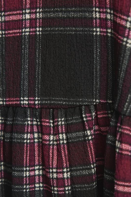 Evans YOURS Curve Black Check Textured Peplum Top