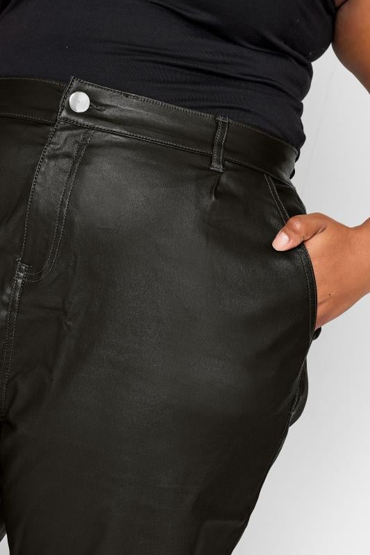 Evans YOURS Curve Black Coated Cargo Trousers