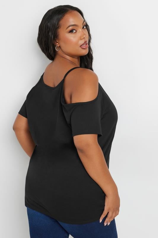 Evans YOURS Curve Black Cold Shoulder T-Shirt