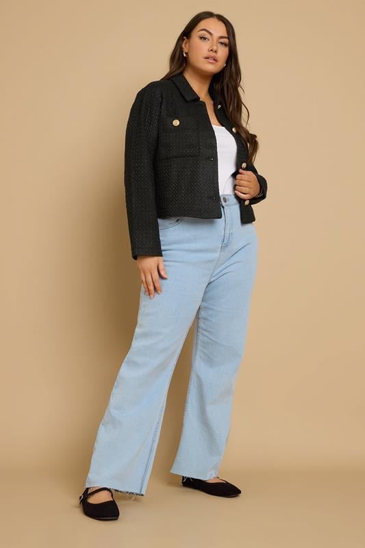 Evans YOURS Curve Black Collared Boucle Jacket