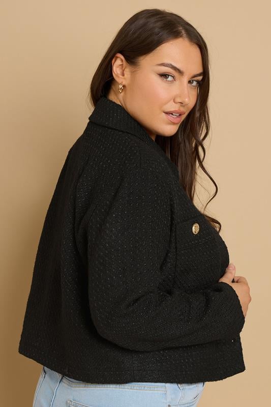 Evans YOURS Curve Black Collared Boucle Jacket